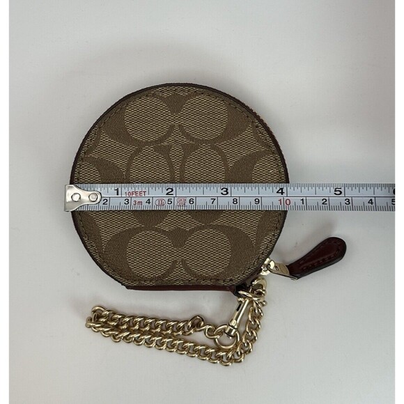 NWT Coach F68849 Round Coin Case in Signature Canvas Pink Candy Chain Ltd. Edit. - Picture 13 of 15